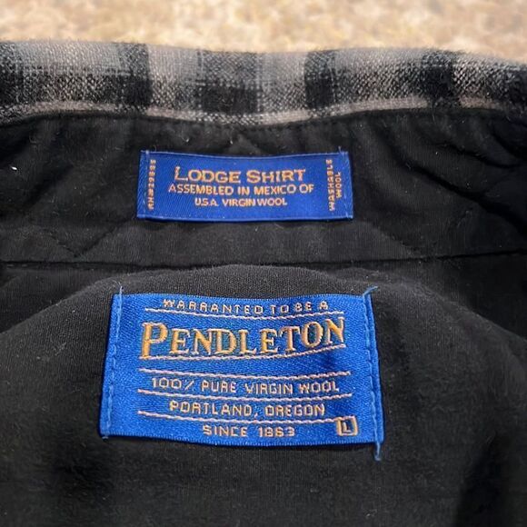 pendleton virgin wool plaid lodge shirt size L EUC - Picture 3 of 9